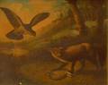 Framed Oil on Canvas Landscape with Fox and Birds
