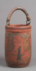 19th Century Redpainted and Decorated No 4 Leather Firebucket