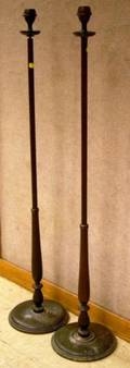 Pair of Turned Wood Floor Candle Torchieres