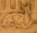 Unframed School of Diego Rivera Mexican 18861957 Pencil and Charcoal Drawing of a Deer