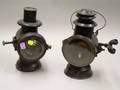 Two Dietz Blackpainted Tin Automobile Lanterns