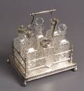 Victorian Silver Plated and Colorless Cut Glass SixBottle Cruet Set