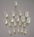 Set of Ten Wilcox  Evertsen Sterling Silver Grape Pattern Forks