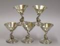Set of Five Mexican Sterling Silver Dolphin Figural Cocktail Glasses