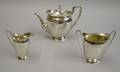 Threepiece 19th Century Engraved Gorham Engraved Coin Silver Tea Set