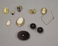 Six Pieces of Victorian Cameo Jewelry a 14kt Gold Intaglio Ring and an Onyx Brooch and Cuff Buttons Suite
