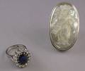 Livian Sapphire and Diamond Ring and Silver and Carved MotherofPearl Ring