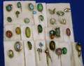 Thirtyone Mostly Sterling Silver Turquoise Malachite and Various Other Hardstone Stickpins