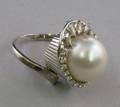 14kt Gold Baroque Pearl and Diamond Ring