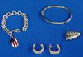 Tiffany  Co Sterling Silver Mesh Hoop Earrings and US Flag Charm Bracelet