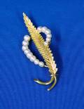 14kt Gold and Pearl Leaf Pin