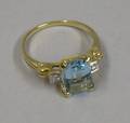 14kt Gold Diamond and Aquamarine Ring