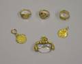 Three Gold FobsPendants Two Gold Signet Rings and a 14kt Gold Band