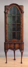 Georgian style burl veneer corner cabinet