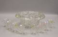 Colorless Cut Glass Punch Bowl with a Set of Eight Footed Punch Cups