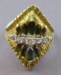 Modern 18kt Gold Tourmaline and Diamond Ring