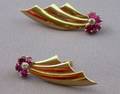 Pair of 14kt Gold Ruby and Diamond Earrings
