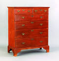 New England stained maple semi tall chest late 18th c
