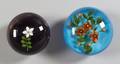 Two Paul Stankard Floral Glass Paperweights