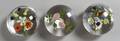 Three Paul Stankard Colorless Floral and Berry Bouquet Glass Paperweights
