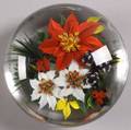Rick Ayotte Poinsettia and Evergreen Glass Paperweight