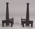 Pair of Arts  Crafts Iron Andirons