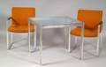 Aluminum and Glass Table and Two Chairs