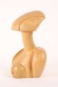 Modern Carved Wood Figural Bust Sculpture Signed