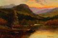Frank E Jamieson British 18341899 Cattle Watering in a Mountain Valley Sunset
