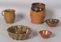 Five Redware Pottery Items