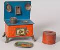 Miniature Painted Tin Stove Tray and Bank