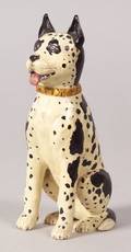Carved and Painted Black and White Wooden Dog Figure
