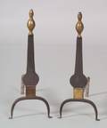 Brass and Iron Knife Blade Andirons