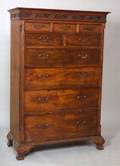 Chippendale Walnut Carved Tall Chest of Drawers