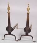 Pair of Brass and Iron Knifeblade Andirons