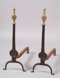 Brass and Iron Knifeblade Andirons