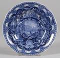 Historic Blue Transfer Decorated Staffordshire Pottery Soup Plate