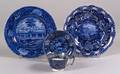 Four Blue and White Transfer Decorated Staffordshire Pottery Items