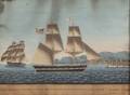 Italian School 19th Century Brig Florida and Boston Luther Ripley Master Entering  Leaving the Port