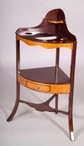 Federal Mahogany Carved and Birdseye Maple Veneer Inlaid Chamber Stand