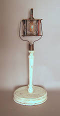 Tin and colorless glass gimbeled parade lantern
