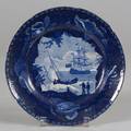 Blue Transfer Printed Staffordshire Pottery Plate