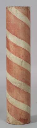 Red and White Spiral Painted Wooden Column