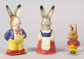 Three Polychrome Painted Paper Mache Rabbits