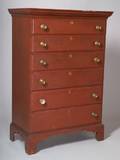 Chippendale Redpainted Maple Tall Chest of Drawers