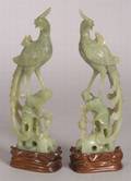 Pair of Carved Hardstone Phoenixes