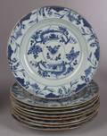Nine Blue and White Plates