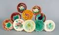Collection of ten majolica plates