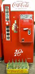 Vintage CocaCola Painted and Transfer Labeled Metal 10 Bottle Vending Machine