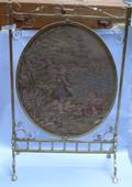 Brass Framed Oval Needlepoint Firescreen
